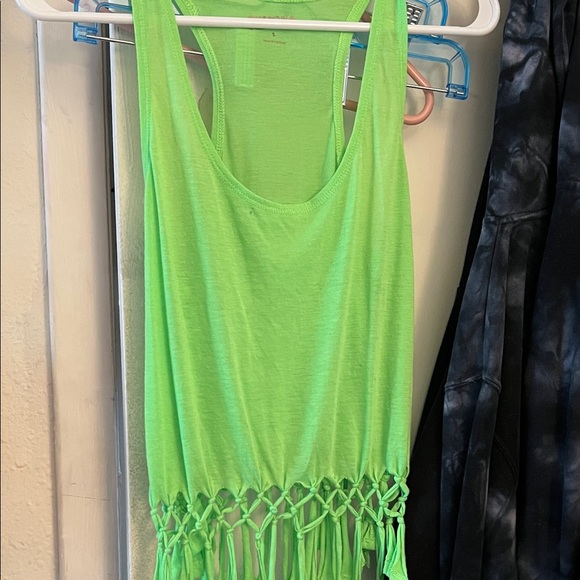 Arizona Jean Company Tops - Arizona Jean Company Lime Green Fringe Tank Top